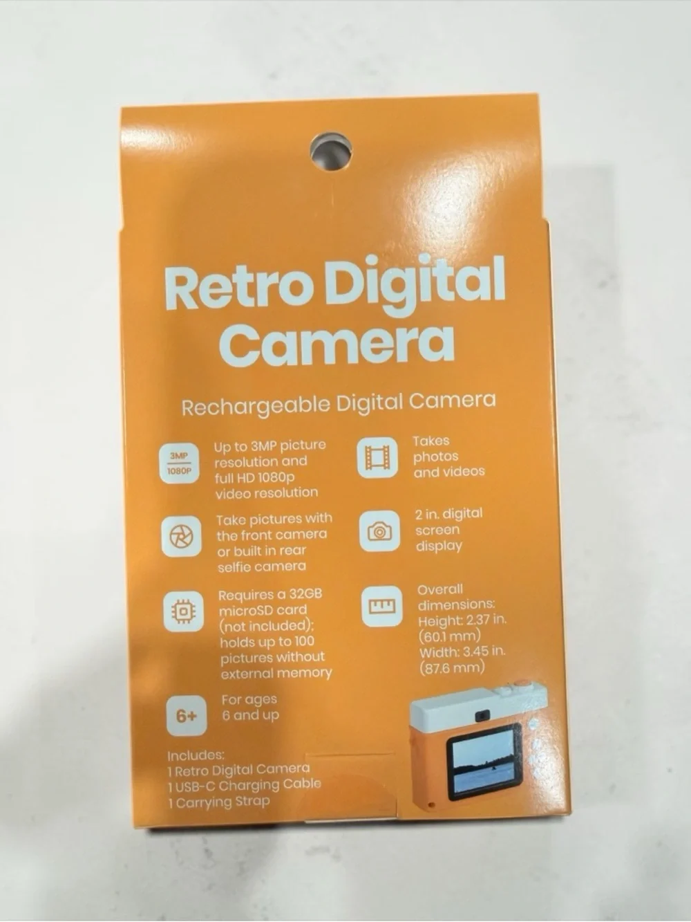 Retro Digital Camera Orange and White Retro NWT